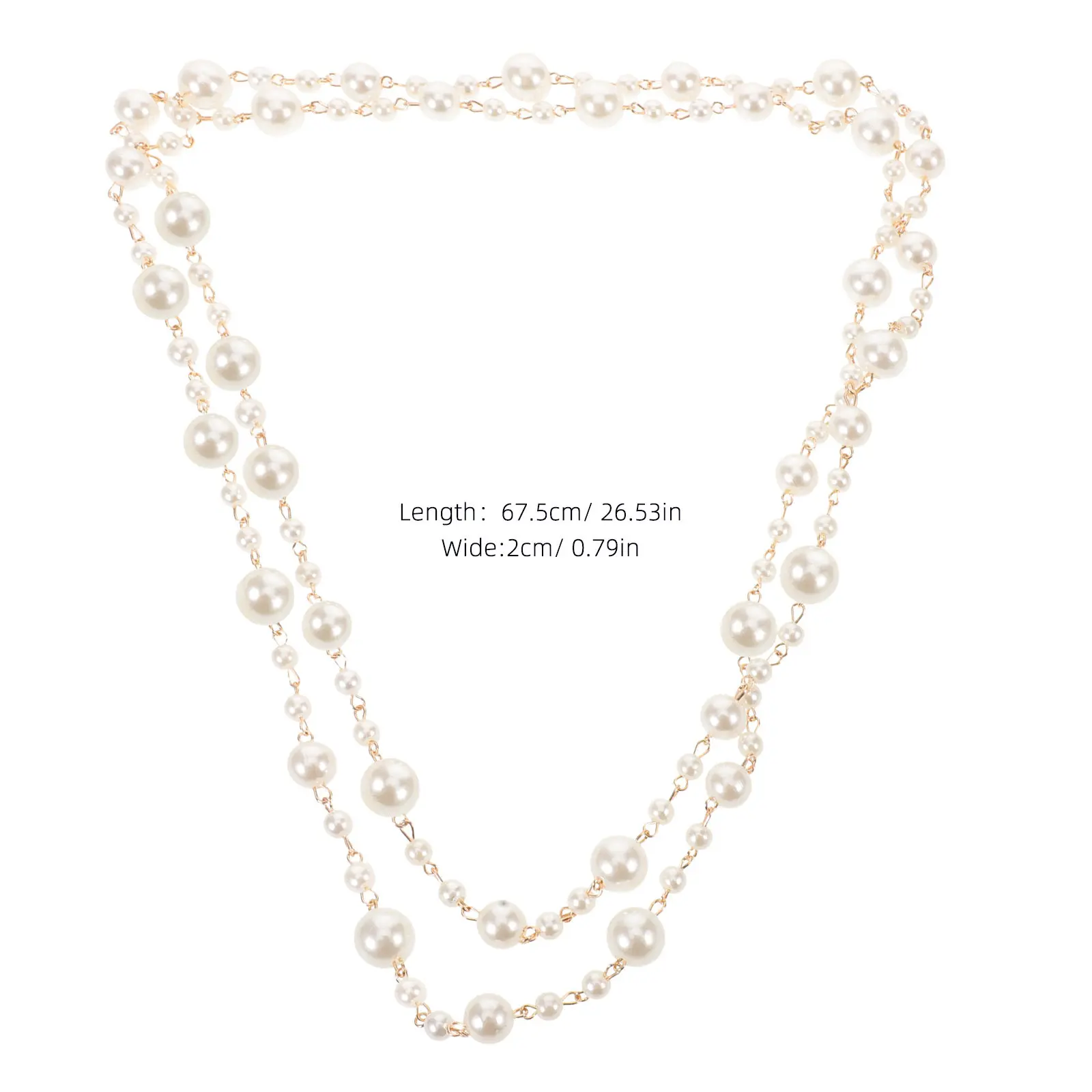 Elegant Long Pearl Necklace Women Faux White Pearls Simulated Luster Dainty Beaded Chain Stackable Minimalist Jewelry Casual