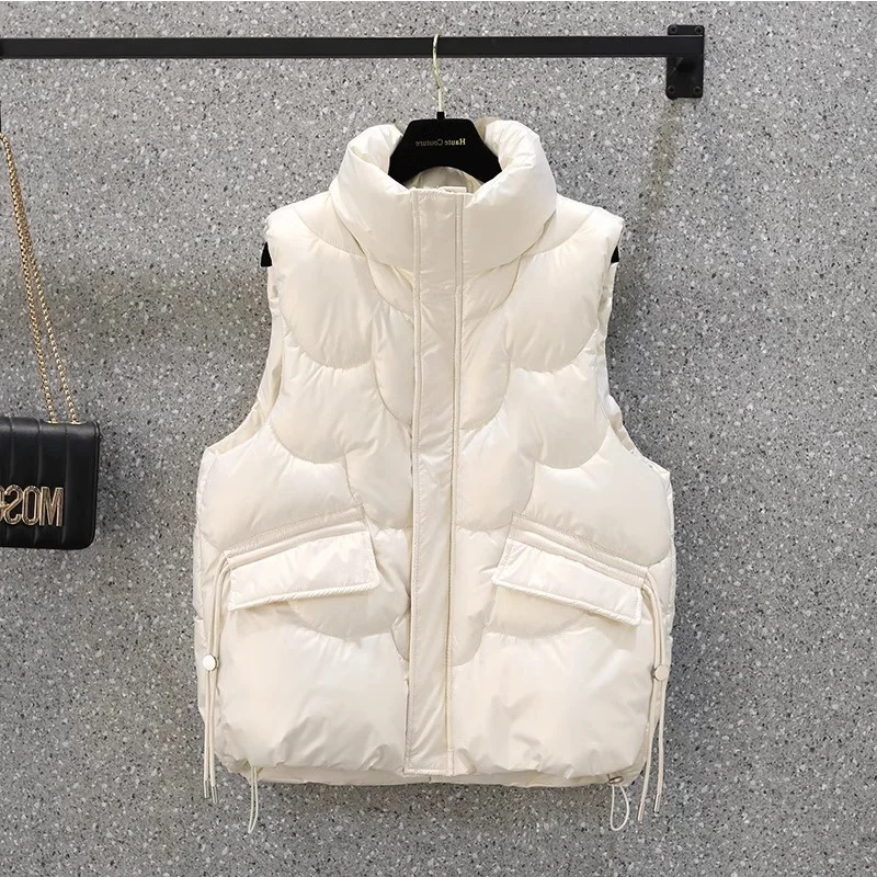 

plus Size Thickened Warm Stand Collar Vest Outerwear Women Loose Casual Versatile Vest Tank Top Winter Korean Style Commute