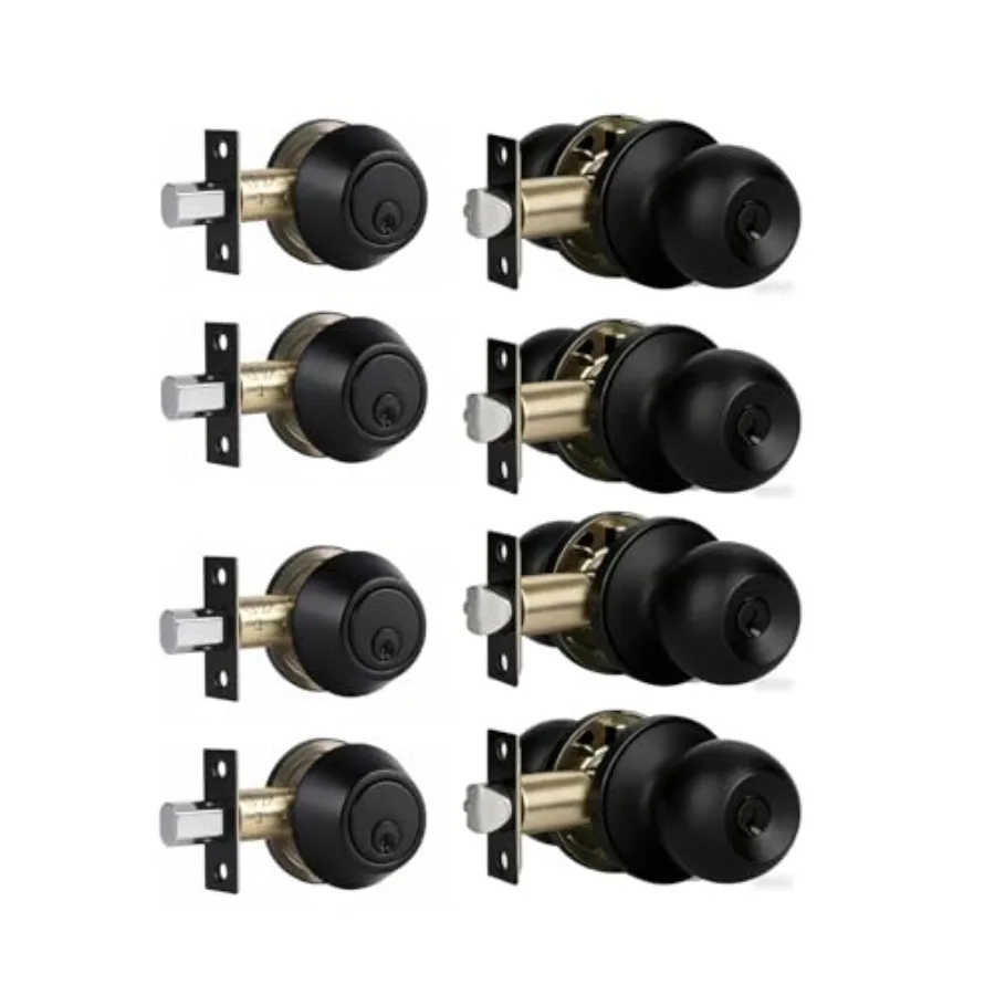 

Front Door Lock Set Exterior Door Lock Set with Deadbolt, Single Cylinder Deadbolt Lock and Door Knob Set, Keyed Alike, Door Kn