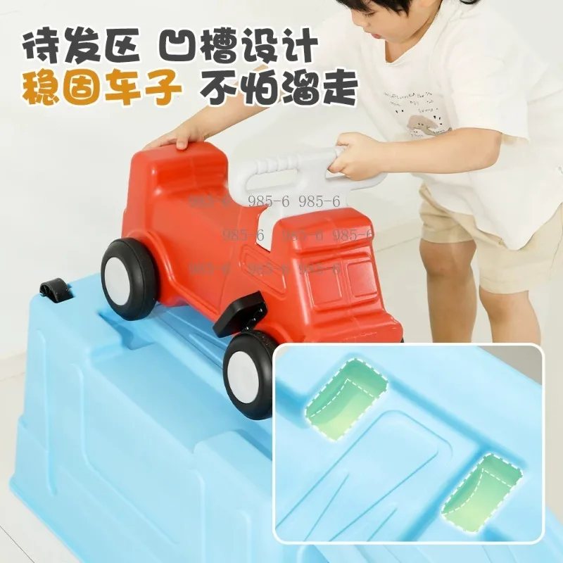 Kids Amusement Ride Reversible Collapsible Roller Coaster Plastic Toy with Sliding Car