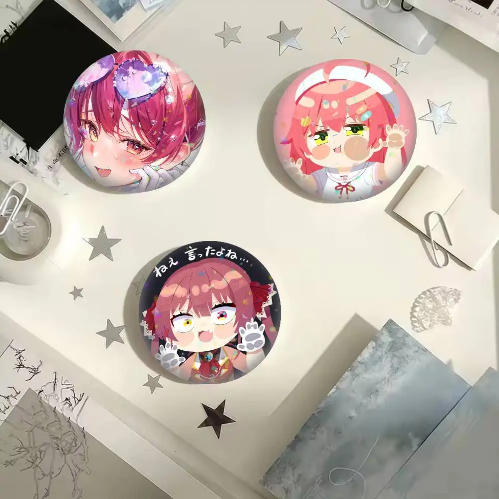 Cute Captain Houshou Marine  25 32 44 58 75mm Badges Personalized Round Brooches Pins Accessory Gift