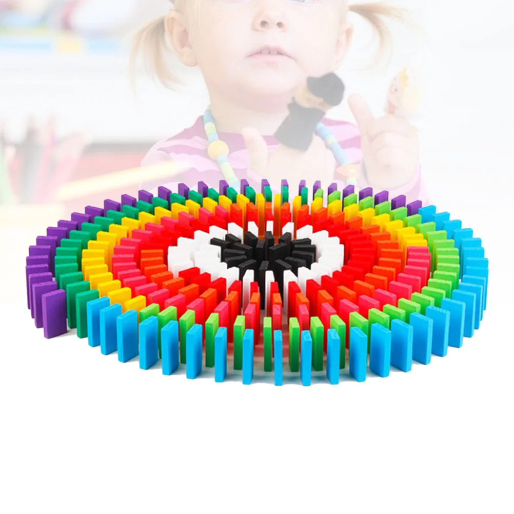 200 Pcs Educational Play Toy Engineering Domino Game Dominoes Stacking Building Blocks Toys Wooden Balance Child