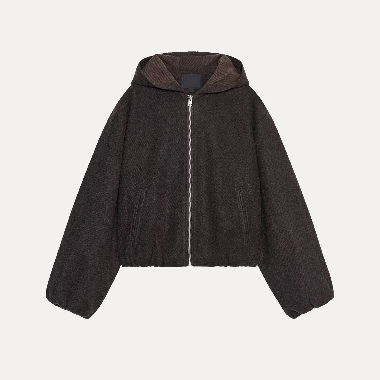 Z Women's Faionable Elastic Hem Hooded Jaet ort Coat Long Sve Zipper Closure Versatile Sli Autumn Outerwear