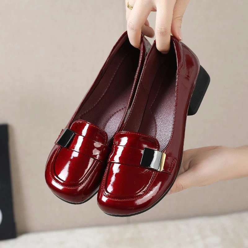 Weiche Glänzende Leder-Ballerinas für Damen, Lackleder-Schuluniform-Schuhe im Lolita-Stil, Niedrigabsatzige Mädchen JK Slipper mit Niedrigem Schaft – Detail 8