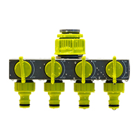4 Way Garden Hose Splitters Faucet Diverter Tap Hose Connector Hose Pipe Splitter Water Distributor with 4 Individual On-Off Swi
