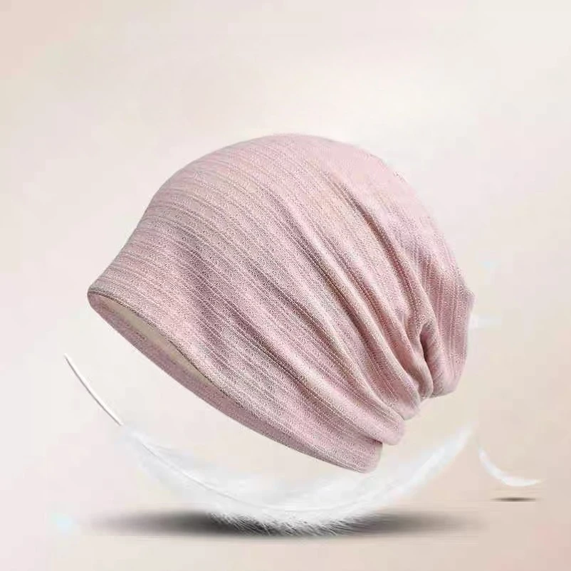 Unisex Soft Breathable Sleep Cap Elastic Pullover Hat Comfort Ear Protection Heaps Head Cover Air Condition Windproof Headwear