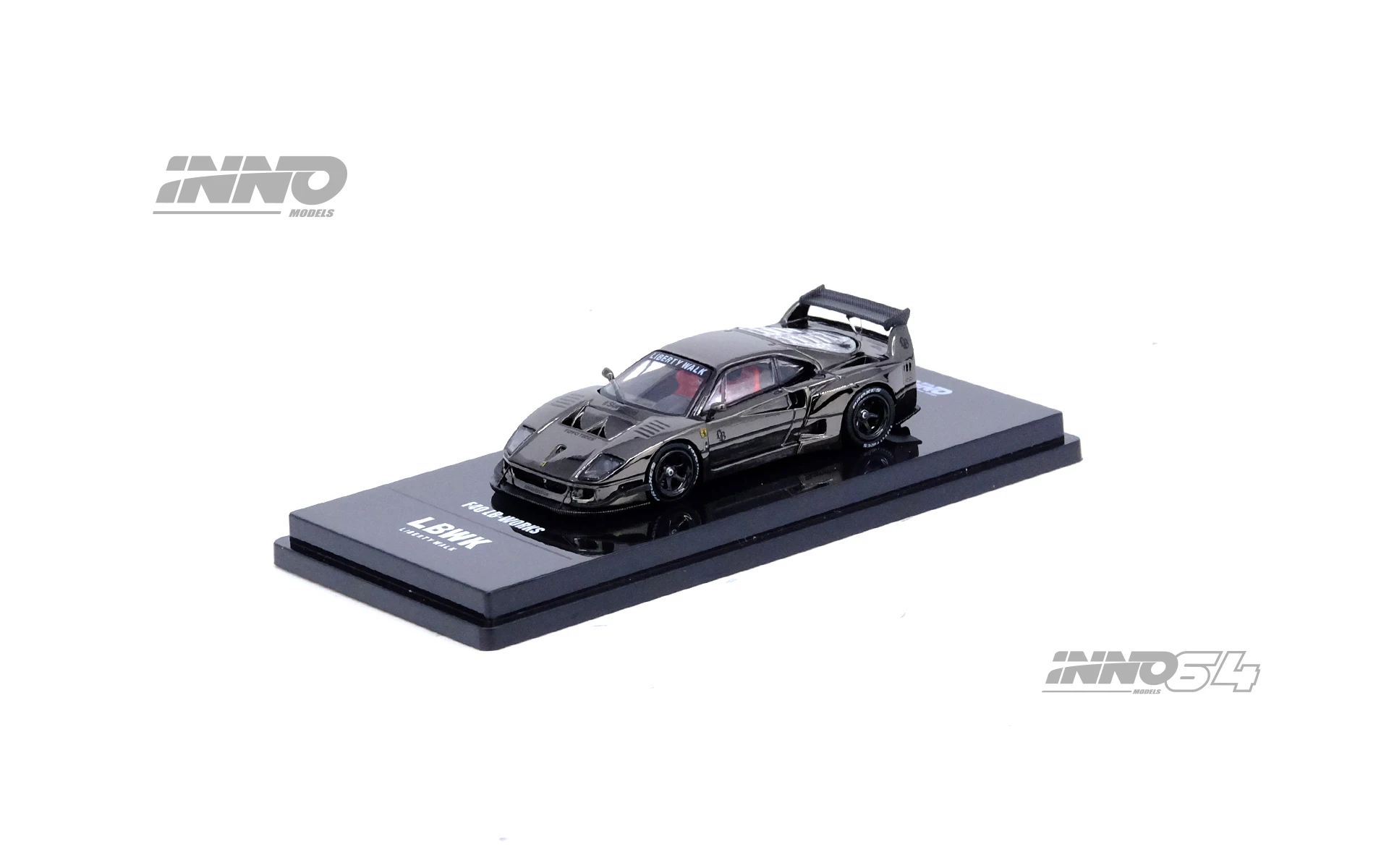 カーモデルINNO-LBWK f40,ブラッククロームダイキャスト,チェイスカー付き,1:64,事前注文