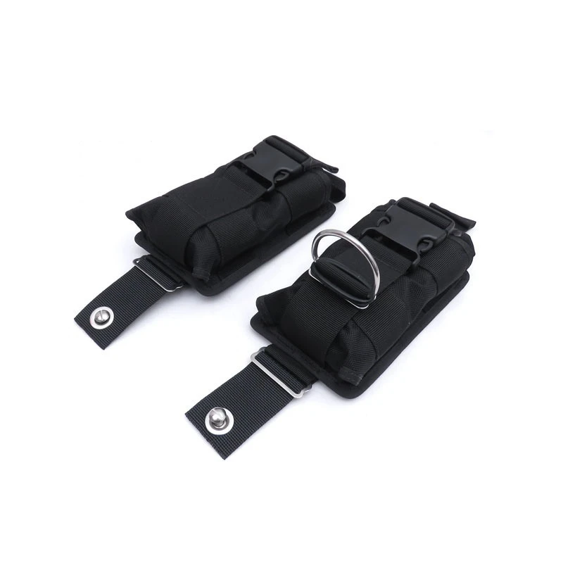 New 2Pcs Spare Black 1680D Nylon Scuba Diving Weight Belt Pockets with Quick Release Buckle -22.5X15X5cm-A50M