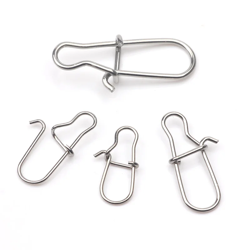 100pcs #000-4# Fishing Nice Hooked Snap Pin 304 Stainless Steel Fishing Barrel Swivel Lure Connector Accessories  Connector Snap