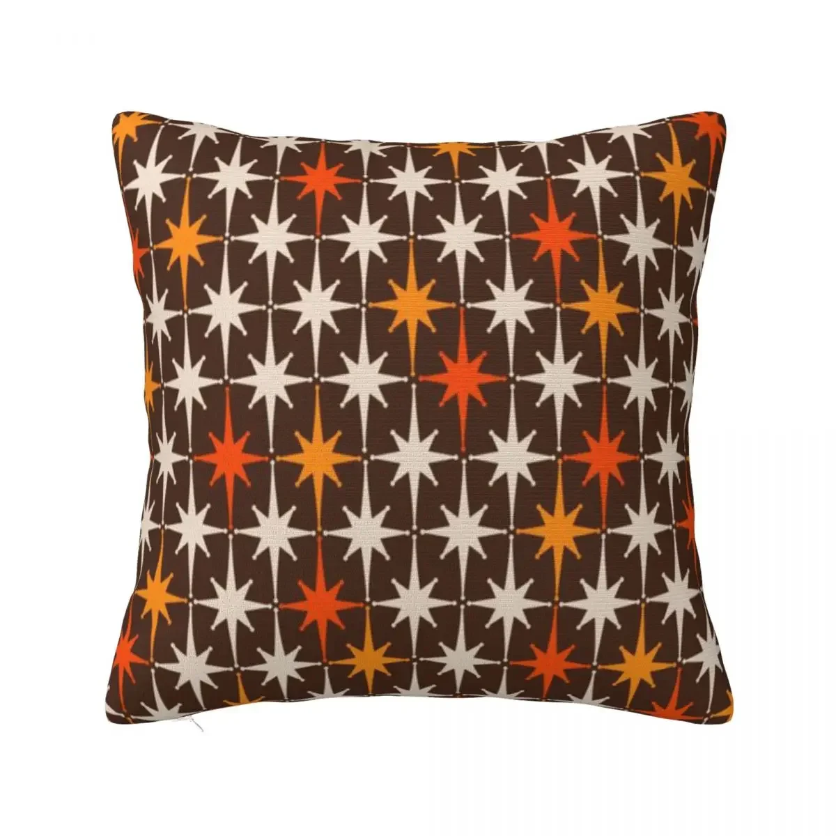 

Midcentury Modern Atomic Age Starburst Pattern In Retro 70s Brown Orange Beige A Pillow Case