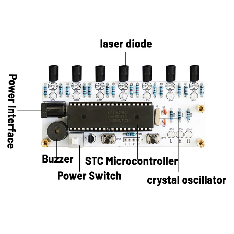 Imagem -05 - Kit Harpa Laser Eletrônico com Microcontrolador Kit Faça Você Mesmo Fabricação Eletrônica Sucata Projeto de Solda 51