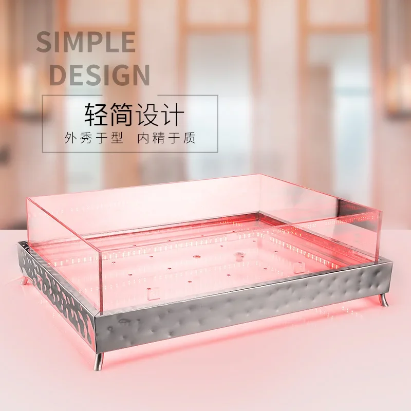 LED lights, built-in beverages, alcoholic beverages, acrylic ice trays, hotel buffet display stands, stainless steel ice troughs
