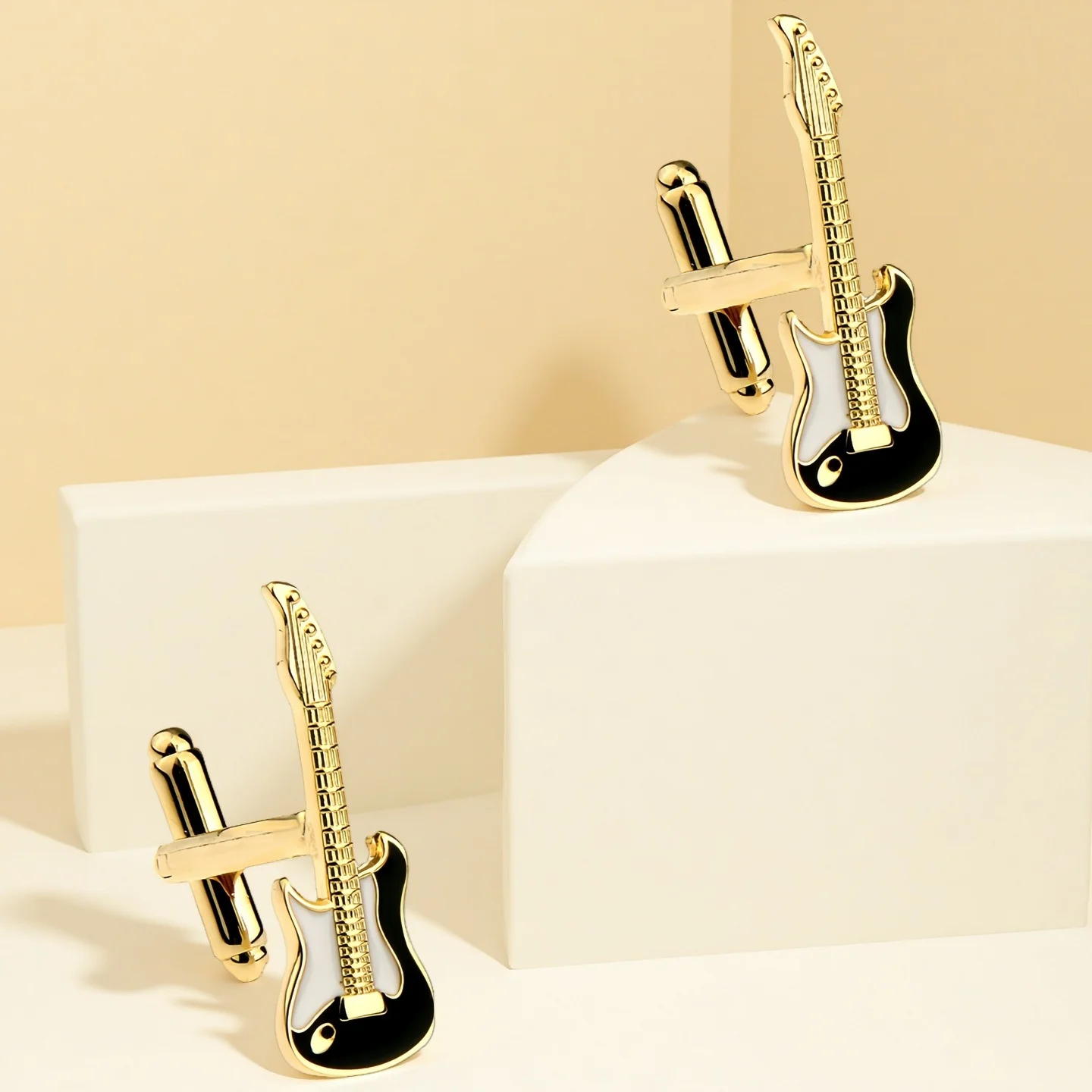 31 styles de boutons de manchette en métal émaillé pour hommes, motifs guitare laser et feuille, 1 paire