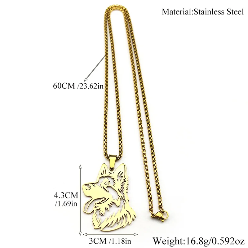 Schöne Deutscher Schäferhund Anhänger Halskette für Frauen Männer Edelstahl Silber Farbe Punk Haustier Welpen Kette Schmuck Geschenke – Detail 3