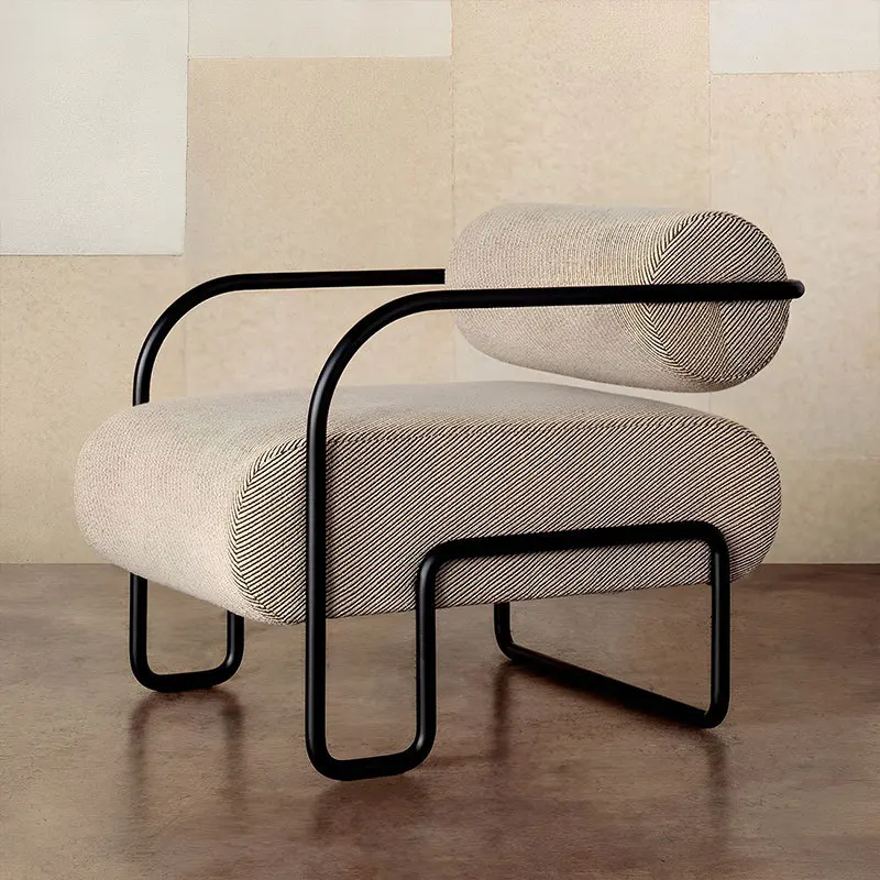 

Light Luxury Minimalist Single Sofa Chair Simple Modern Stainless Steel Leisure Fabric Sofa Designer Chair Dongguan Furniture