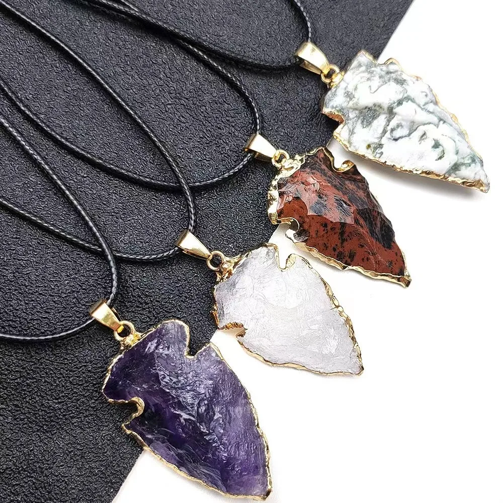 Pendentif arbalète en cristal naturel, assortiment de pierres précieuses, collier Agates indiennes, amulette énergétique Reiki Chakra