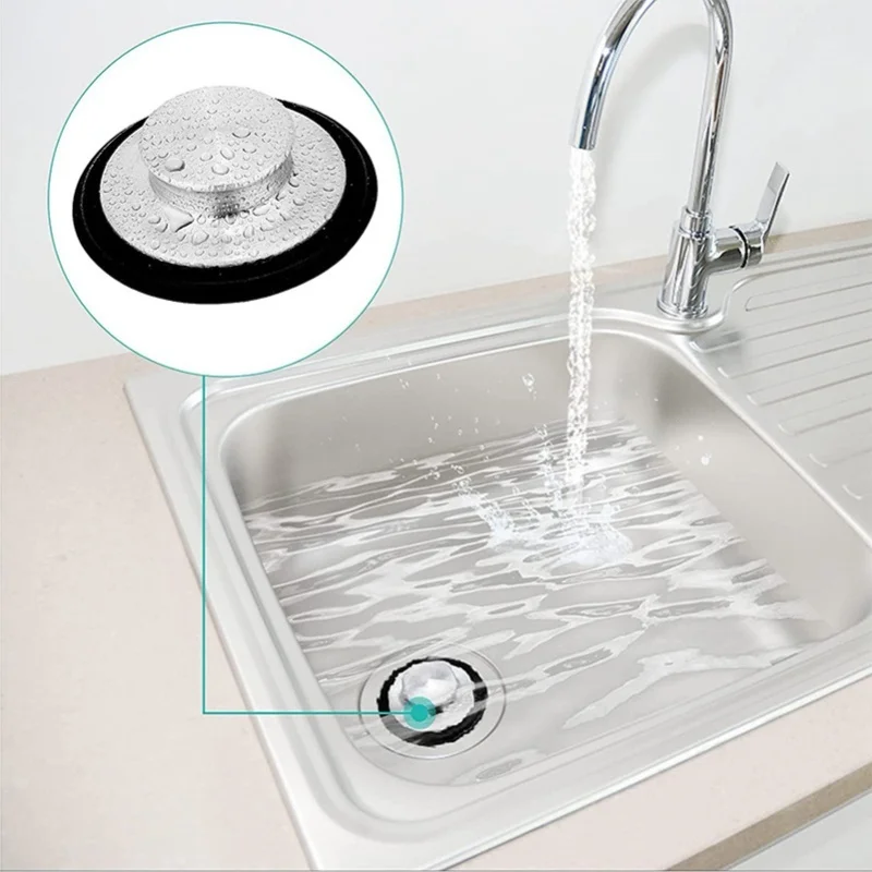 Rubber Sealing Ring Sink Stopper Brushed Stainless Steel 86mm OD Garbage Disposal Plug Cover For Kitchen