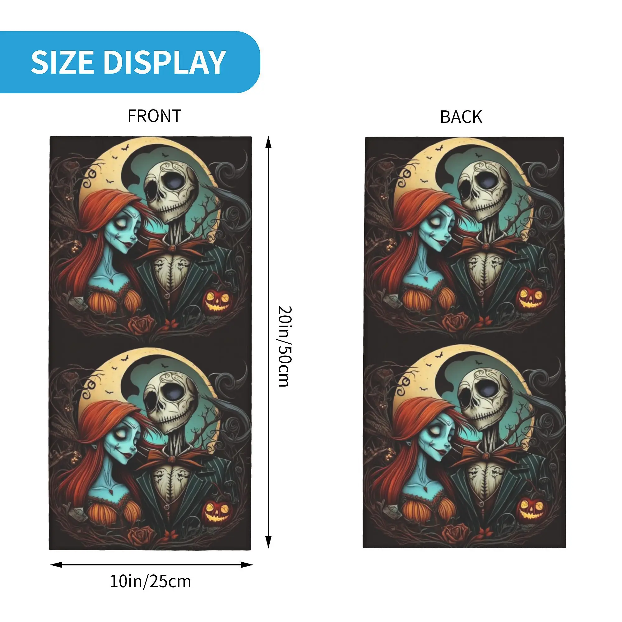 Custom Halloween Jack Skellington Neck Gaiter Men Women Windproof Winter Nightmare Before Christmas Bandana Scarf for Hiking