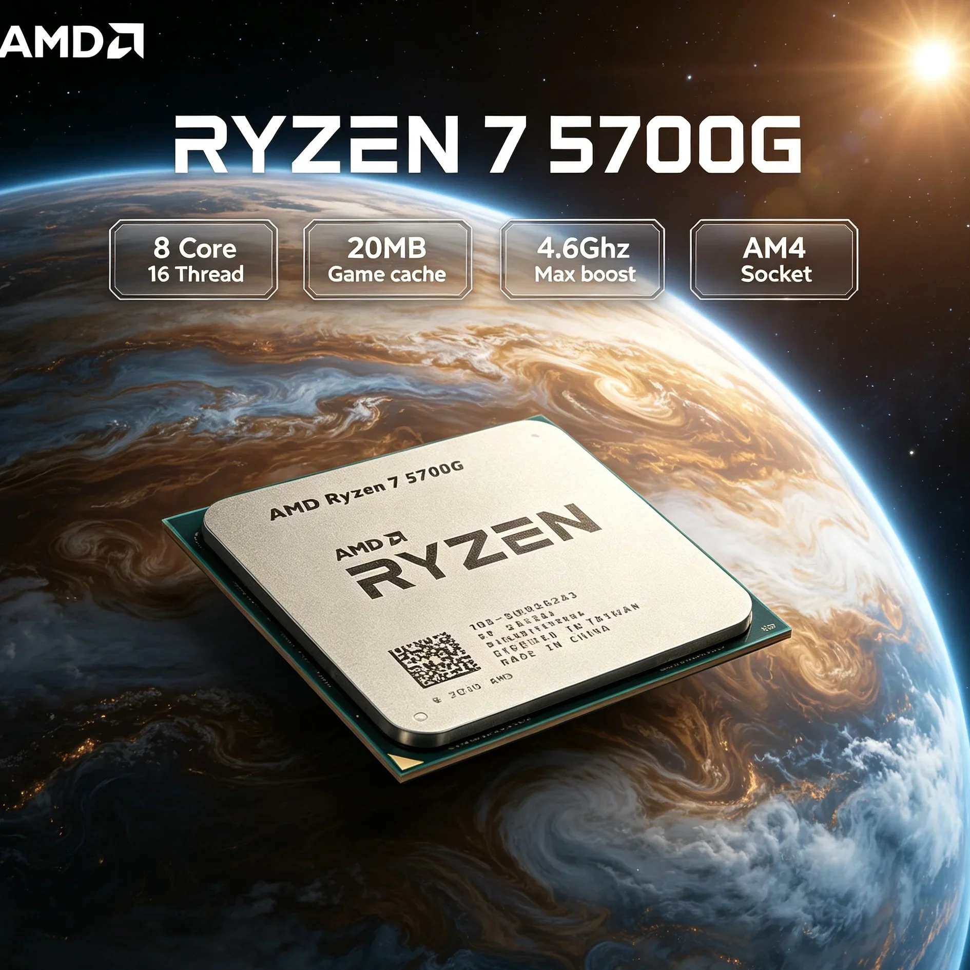AMD Ryzen 7 5700G Upgrade from Old 4-Core CPUs, AM4 8-Core 16-Thread Desktop Processor 4.6GHz Boost DDR4 65W, Without Cooler