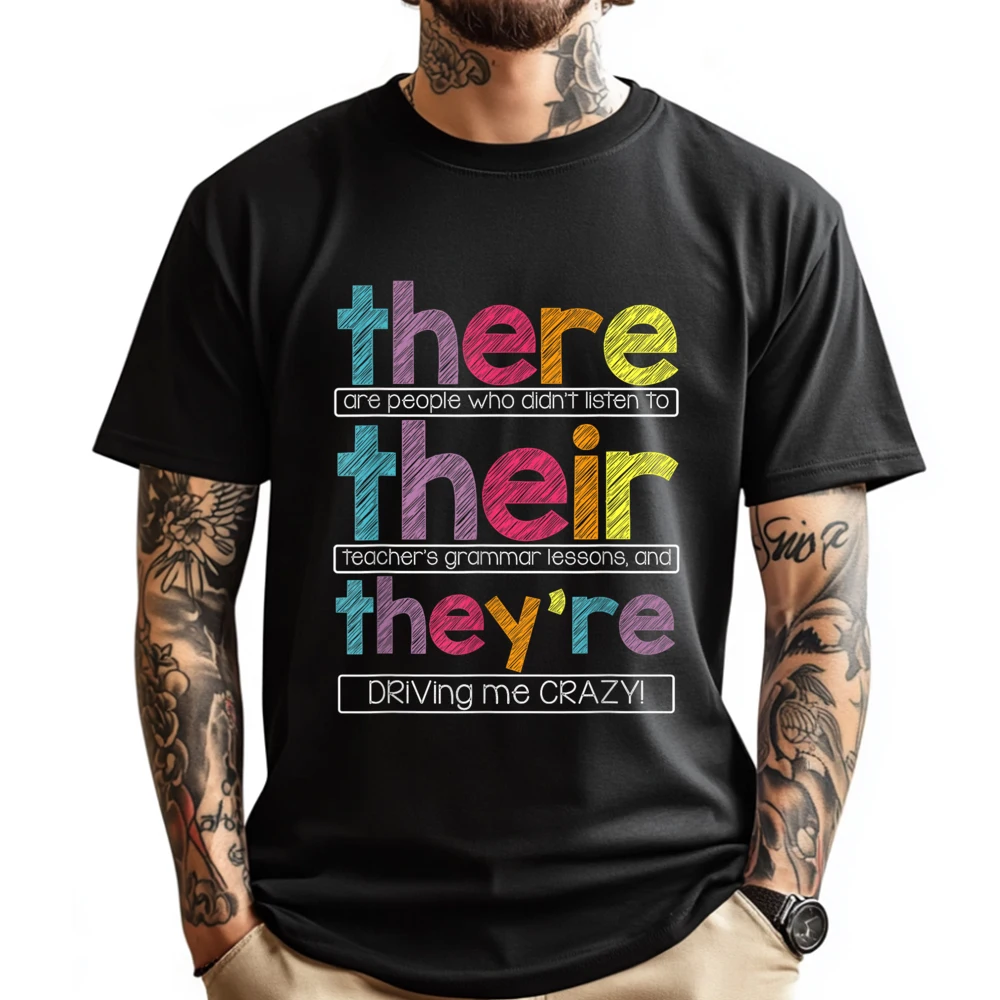 

There Their They're English Grammar Teacher Funny Humor Harajuku T Shirts