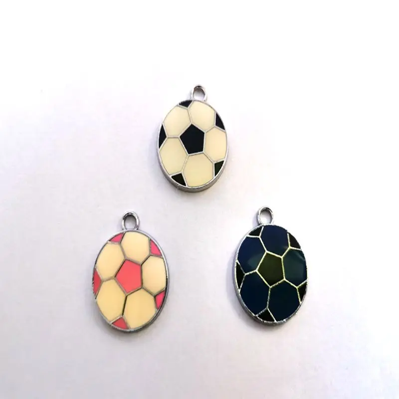 10Pcs/Lot 20x24mm Punk Enamel Sports Football Charms For Men Bracelets Earrings Pendants Necklaces Bijoux Jewelry Children Gift