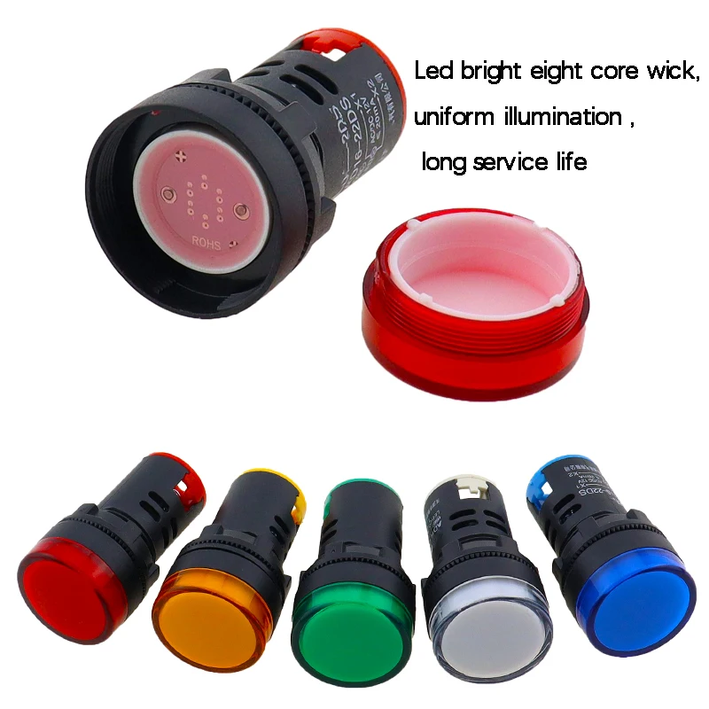1 Stück Panel Mount LED Power Indicator 12V 24V 110V 220V 380V 22mm Pilot Signal Licht Lampe AD16-22 Rot Blau Weiß Grün Gelb