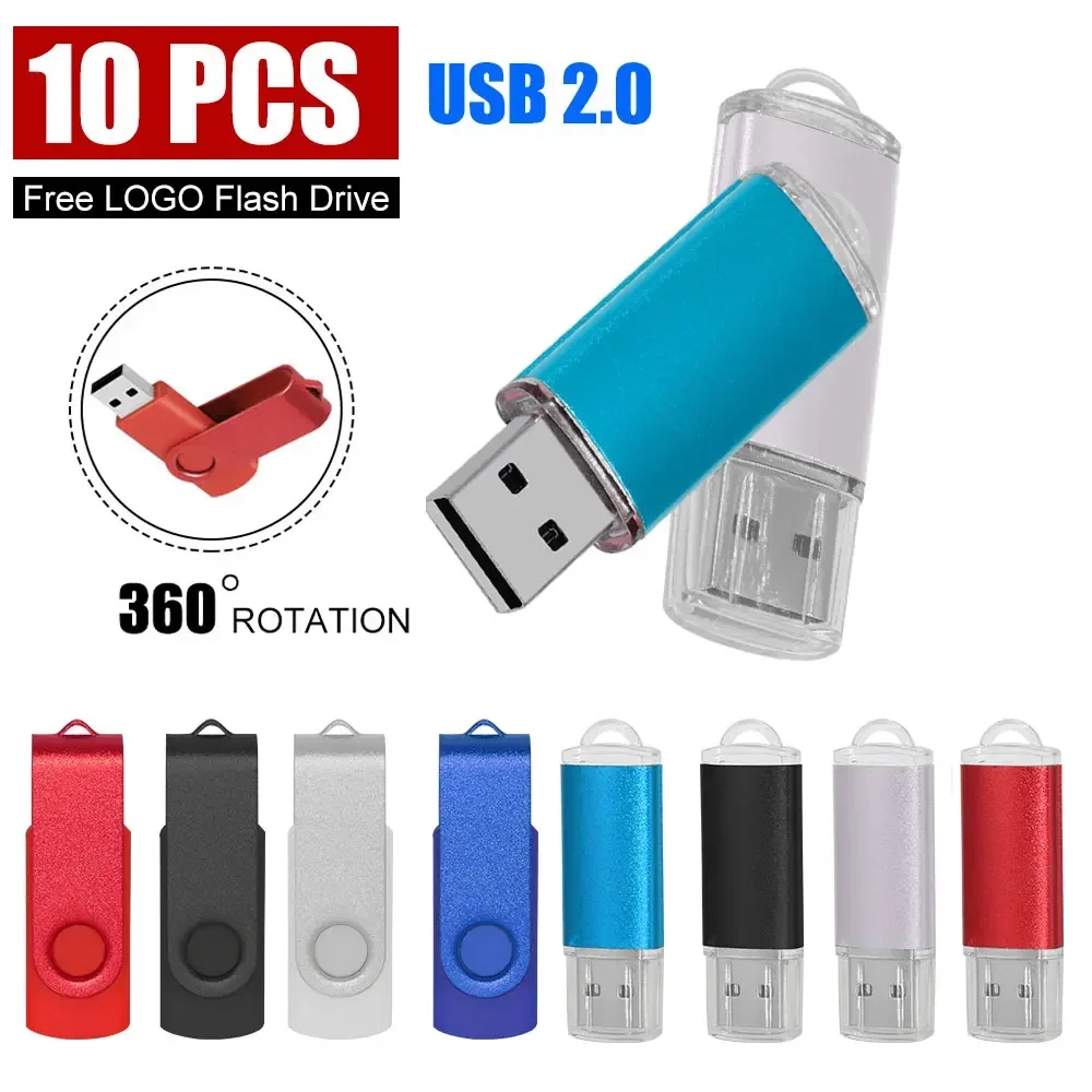 Clé USB 2.0 personnalisée pour smartphone, clé USB, 8 Go, 16 Go, 32 Go, 64 Go, 1 Go, 2 Go, 4 Go, couleur, lot de 10 pièces