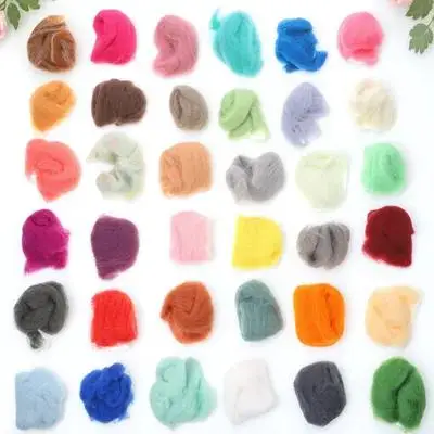 

36 Colors Mixed Wool Roving for Needle Felting DIY Art Craft Felting Fleece Fiber for Animals Decor Core Stuffing Projects