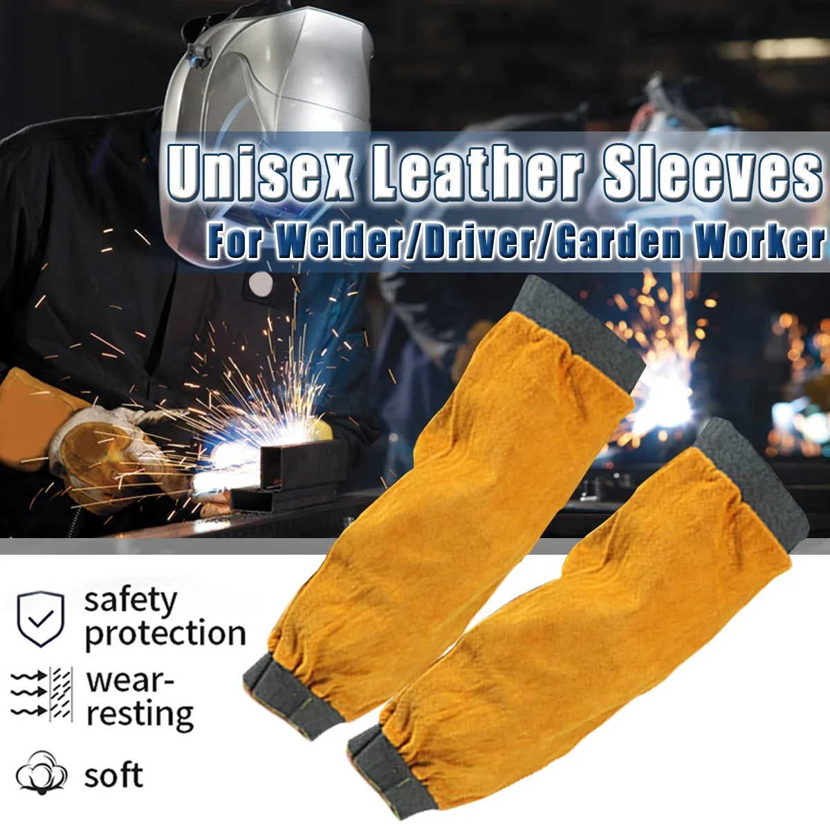 Guantes de casco de soldadura, protección de piel de vaca, delantal de soldador eléctrico corto, protección de trabajo, antiincrustante, resistencia al aceite y al ácido