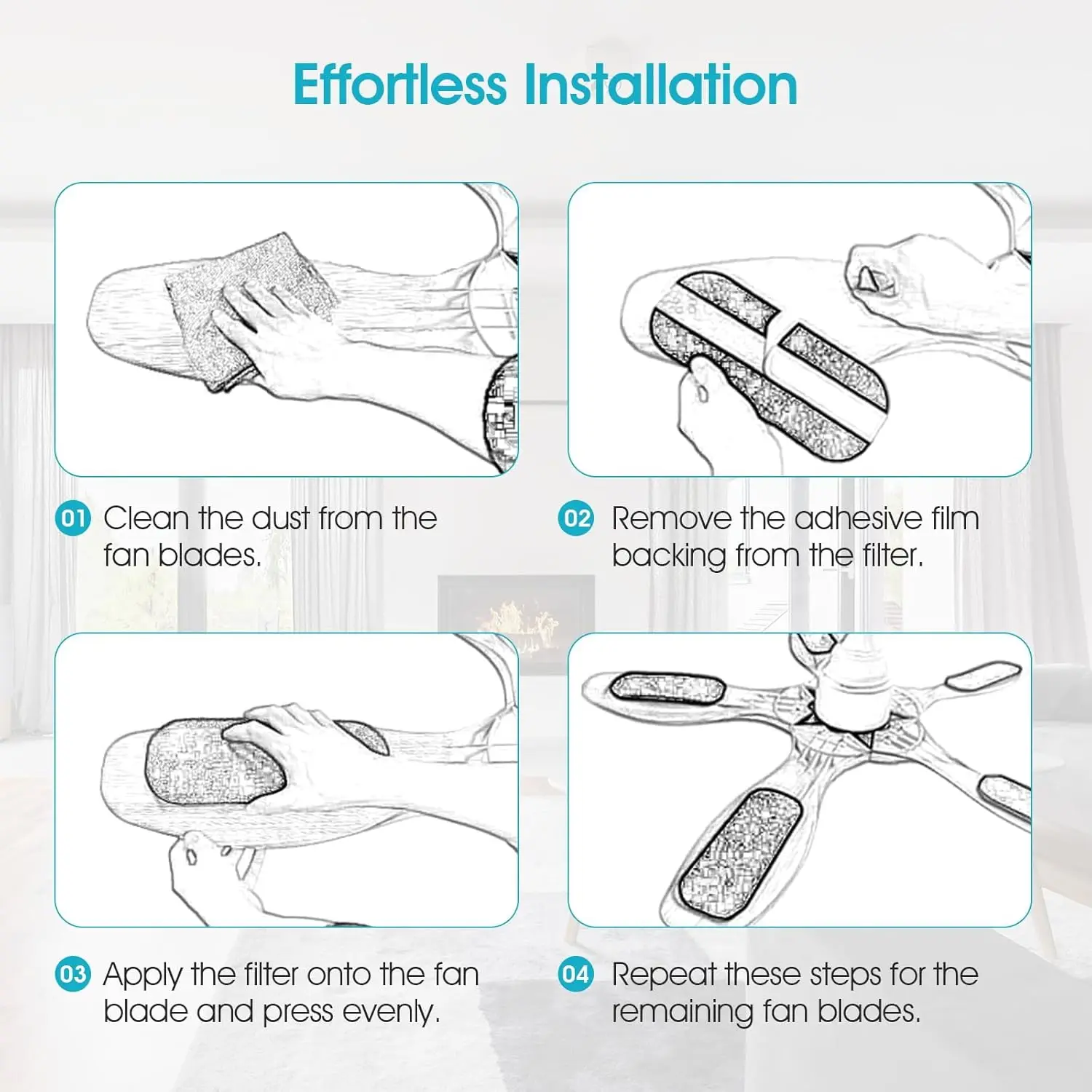 2024 Popular filtro de aire para ventilador de techo con carbón activado: purificación superior, ajuste versátil 10 piezas