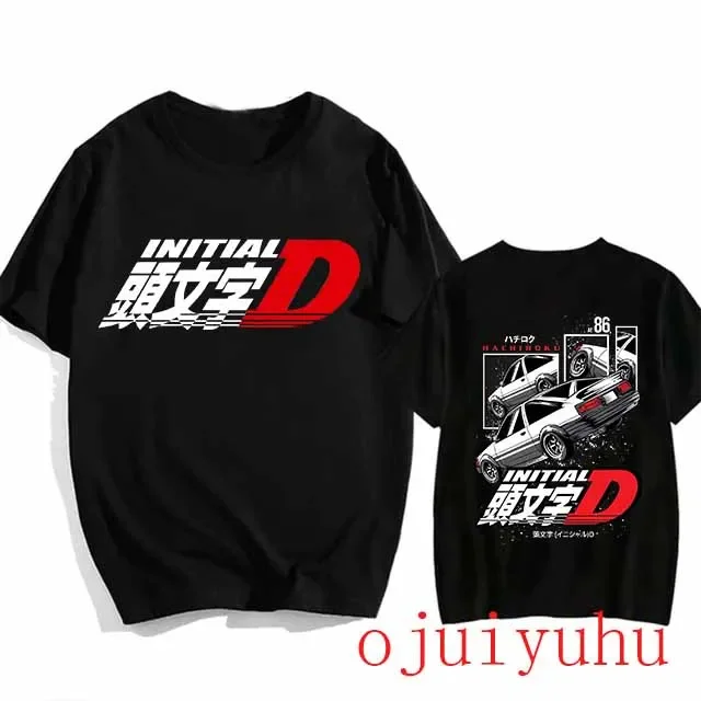 AE86 Funny Harajuku Manga T Shirt Japanese Anime Cartoon Gothic Summer Tops Initial D EU Size T-Shirt Men Graphic Tee Shirt Male