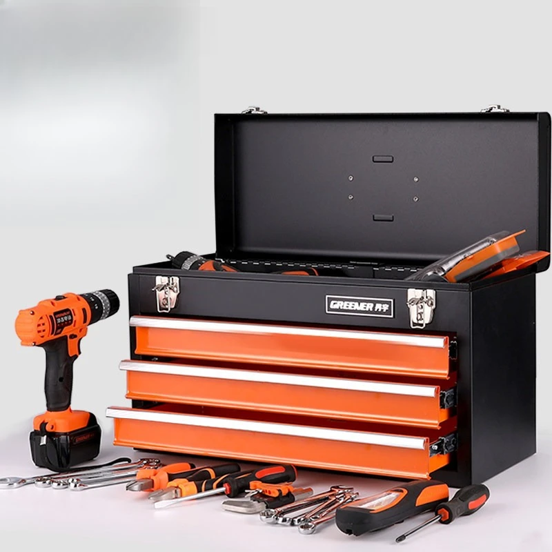 صندوق أدوات محمول مقاوم للماء وقابل للقفل، أداة معدنية ذات سعة كبيرة، منظم ورشة عمل جراج الصدر، Electricista #3