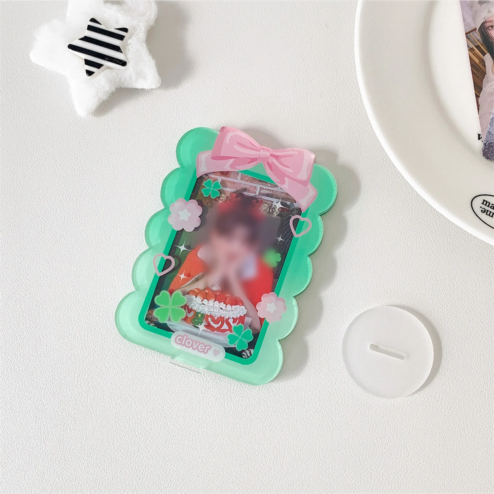Fotokartenhalter mit vierblättrigem Kleeblatt und robustem Material, multifunktionales Kartenetui, Geschenk für Grundschüler