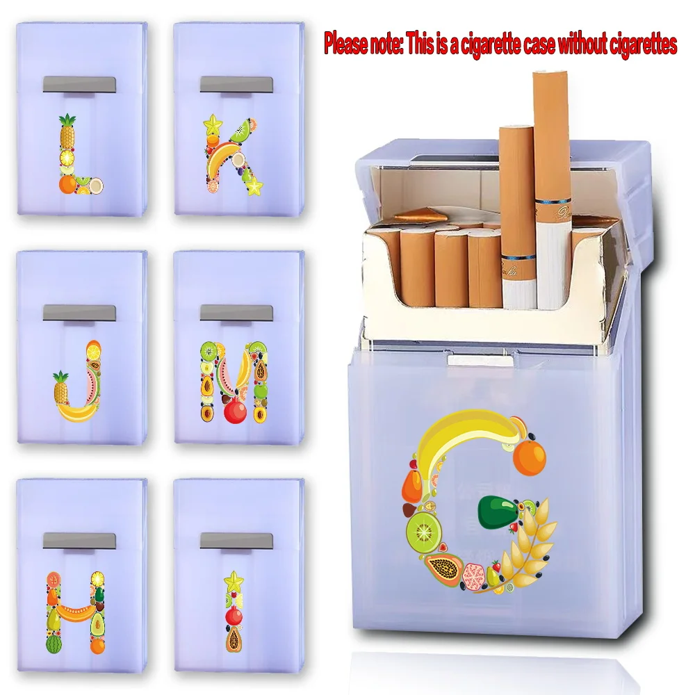 

Plastic Cigarette Storage Box With Magnetic Buckle Waterproof Cigarette Organizer Tobacco Protective Cover Fruit Letter Pattern