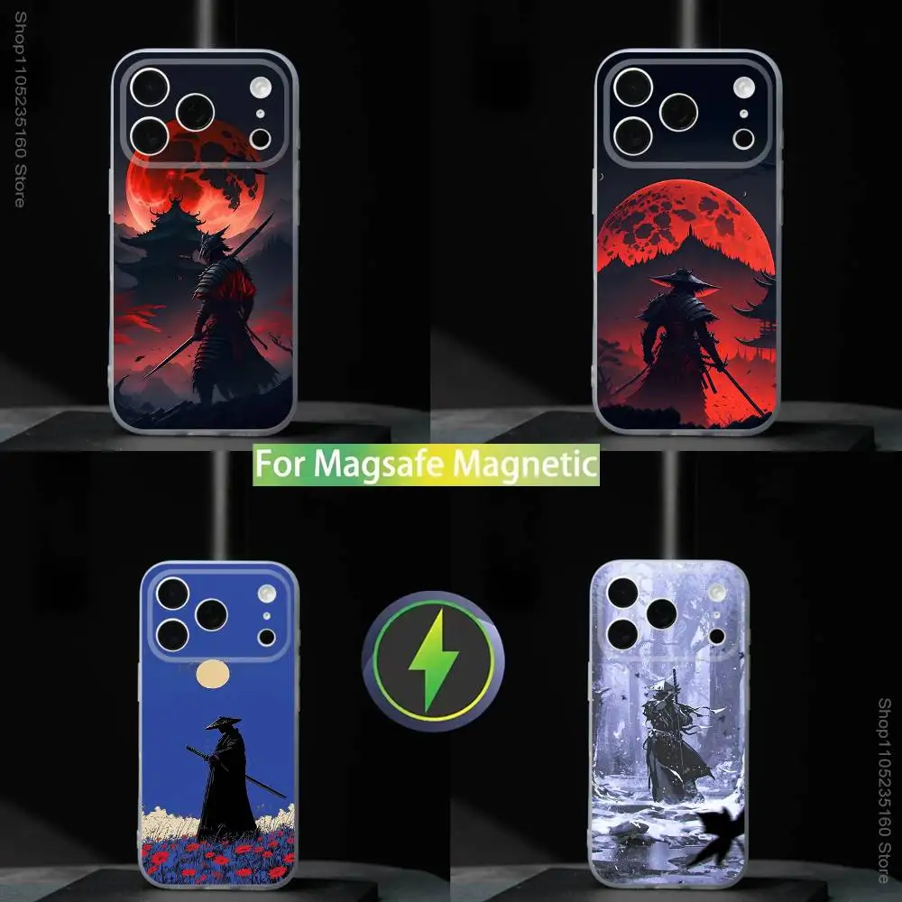 

S-Samurai Art Bushido For iPhone 11,12,13,14,15,16,17,Pro,Max,Plus,Mini,SE4,E Phone Case Magnetic For Magsafe Wireless