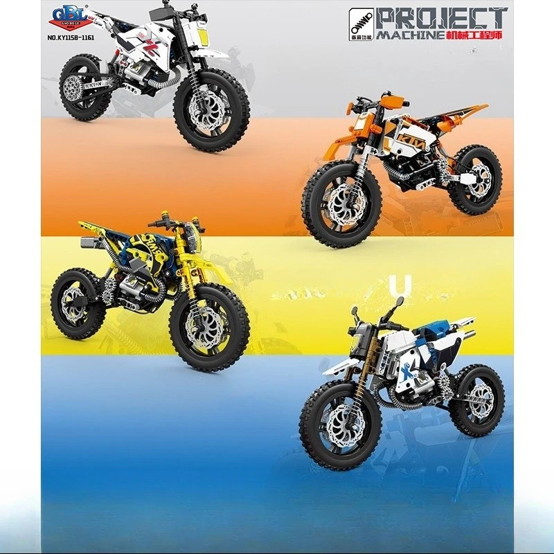 Klocki konstrukcyjne motocykl wyścigowy, kreatywna symulacja motocykla, zabawka do składania z małych elementów, prezent dla chłopców