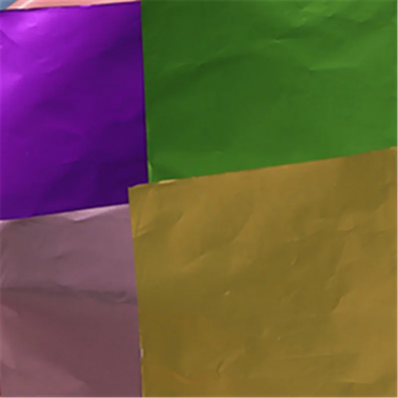 

100Pcs 8x8CM Wrapping Paper Diy Metal Glossy Gift Tinfoil Paper Packaging Multi-color Aluminum Foil Candy Chocolate Biscuits Tin