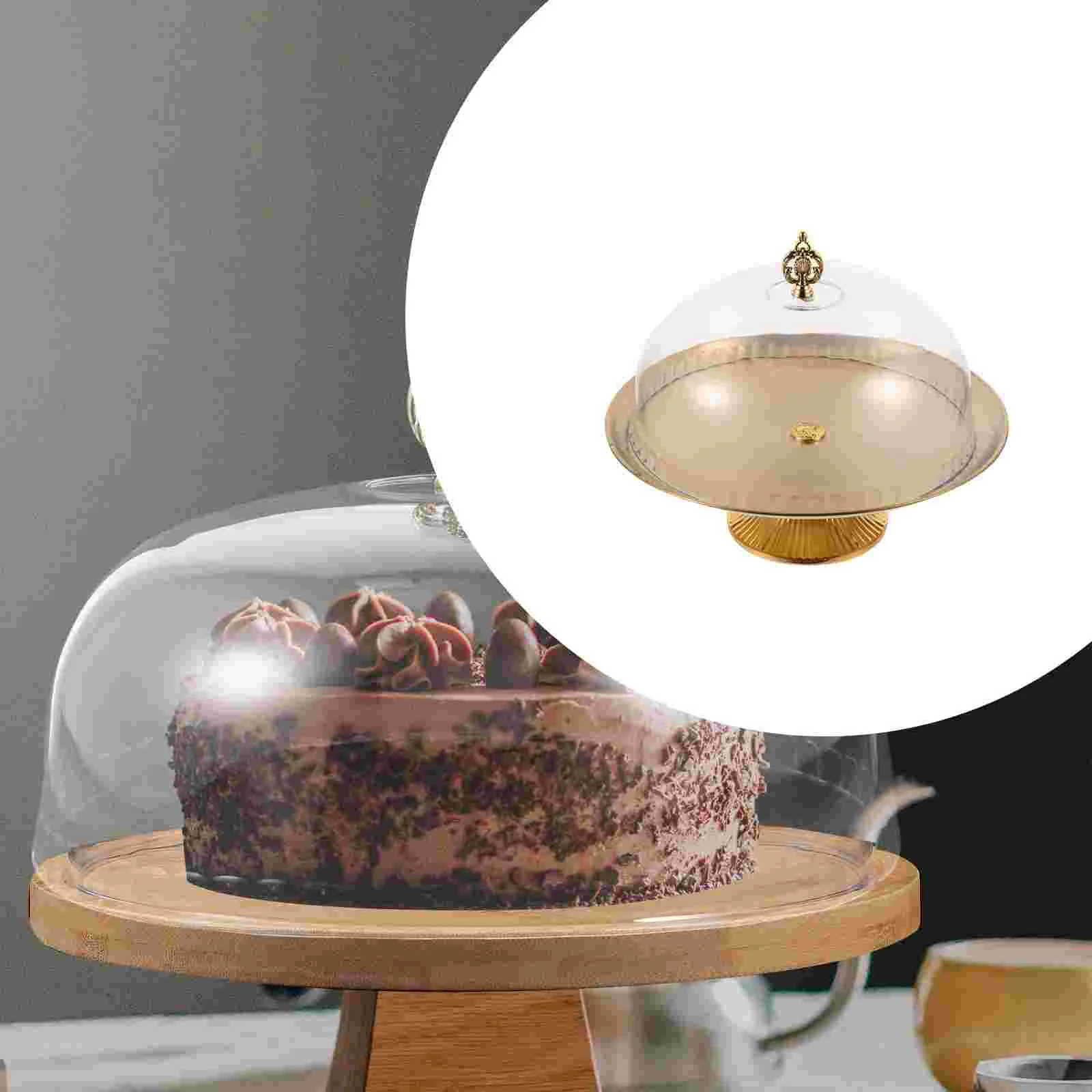 Soporte de exhibición para pasteles, bandeja de cúpula de cerámica de vidrio, postre de boda, cubierta alta de cristal, tapa redonda para hornear de 12 pulgadas, producto giratorio