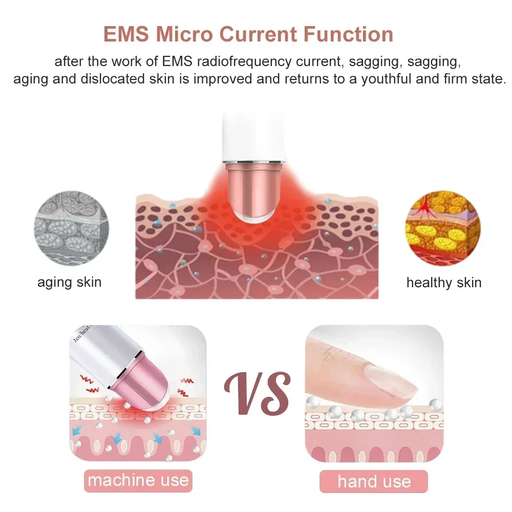 EMS 눈 미용 장치 눈 마사지기, 레드 라이트 음파 진동 눈 피부, 안티 에이징 페이스 타이트닝, 핫 컴프레션, 다크 서클 제거