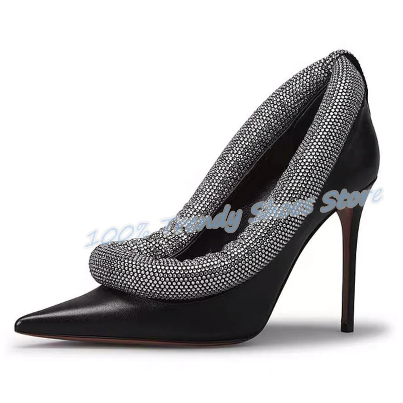 

Luxury Design Rhinestone Decor Women Pumps Wedding Evening Party Dress Shoes Pointed Toe High Heel Shallow Lady Pumps