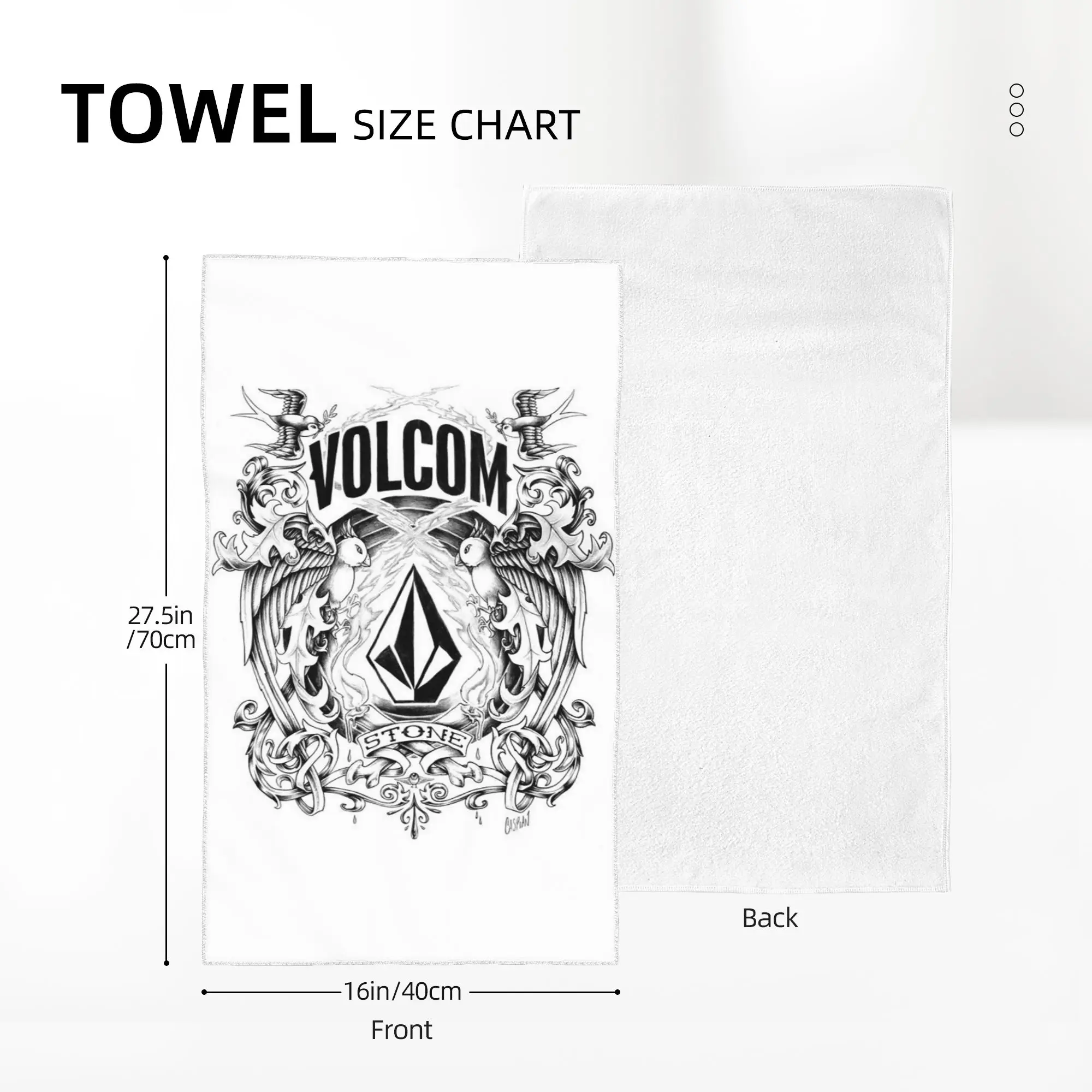 Custom V-Volcom Logo  Soft Face Towel Quick Dry Pool Bath Cotton Towels Absorbent