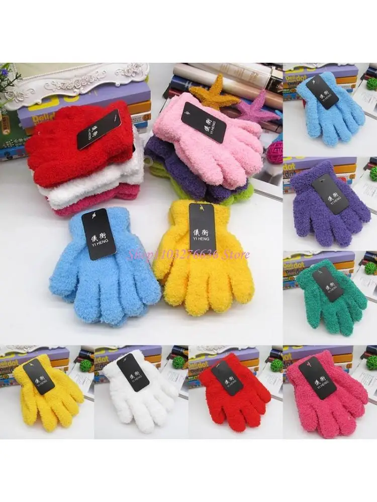 

R6FD Multicolor Toddler Boys and Girls Winter Knitted Writing Gloves 1-3 Years Old Full Fingers Knitted Gloves Warm Mitten