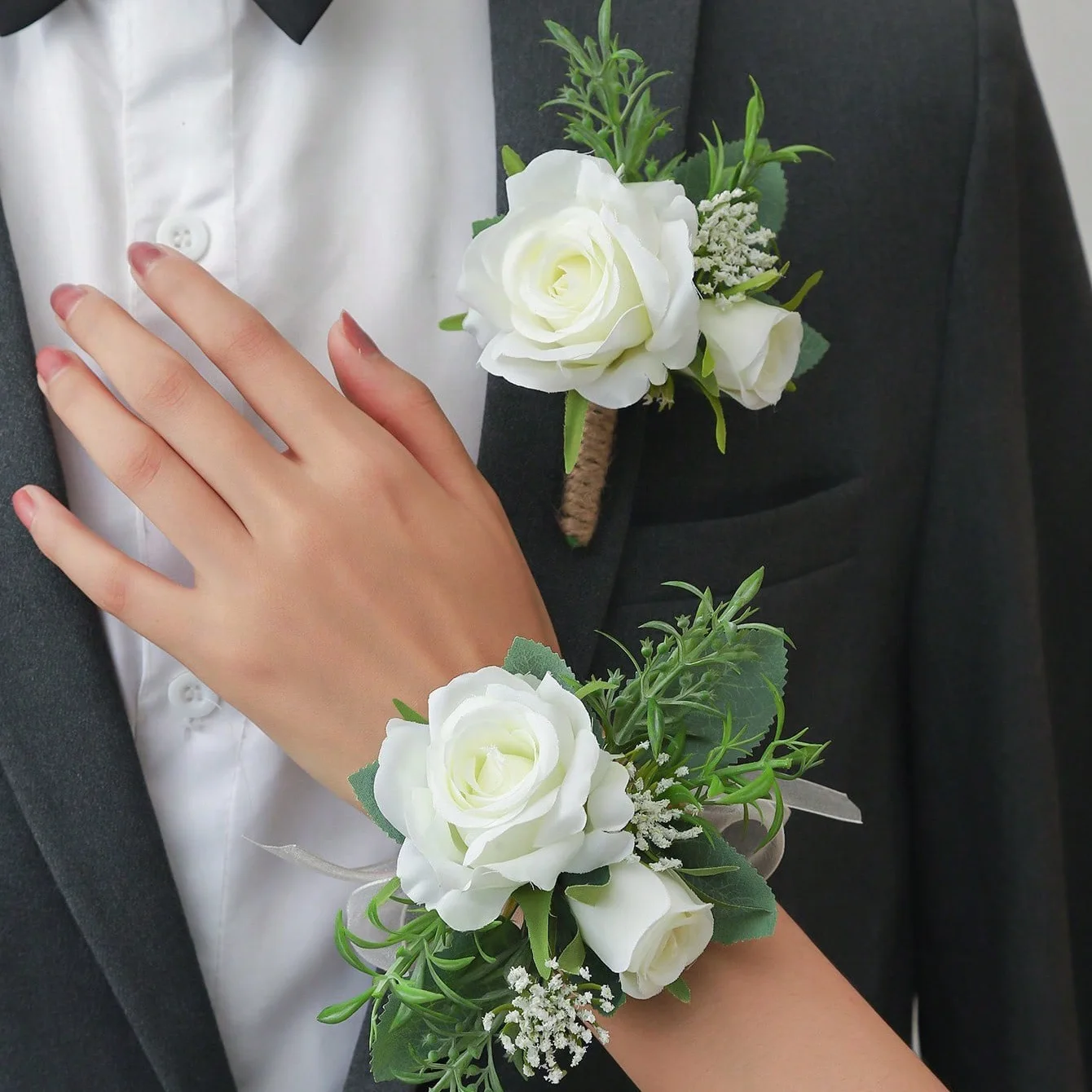 

Beautiful Rose Belt Simulation Green Plant Forest Beautiful Chest and Wrist Flowers Suitable for Bridal and Bridal Weddings