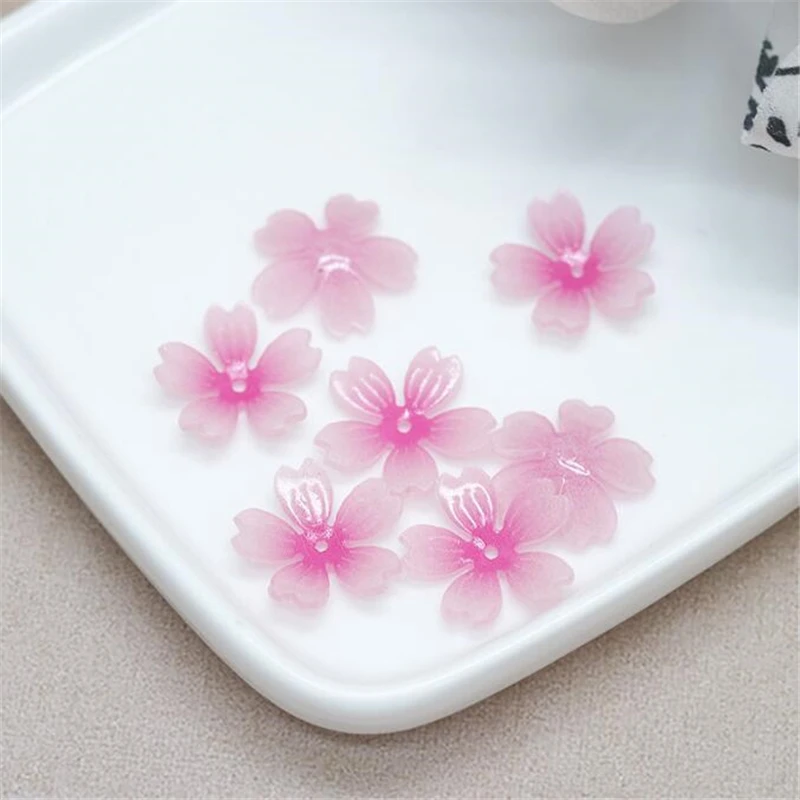 10Pcs/Lot New Acrylic Pink Flower Beads Resin Torus Charm Connectors Diy Hair Earrings Jewelry Making Resin Acessories