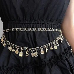 Multi-layers Leather Woven Belts Waist Chain Metal Tassel Multi-element Pendant  Cloth Accessories