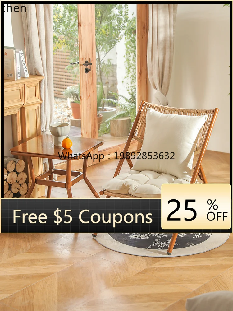 balcony table and chair combination three-piece leisure folding lounge chair sofa chair courtyard garden