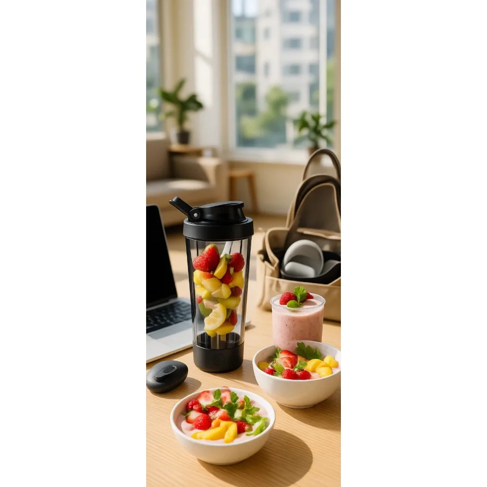 

Премиум-шейкер для протеиновых коктейлей, 24 унции, без BPA, с USB-зарядкой, портативный вихревой миксер для напитков