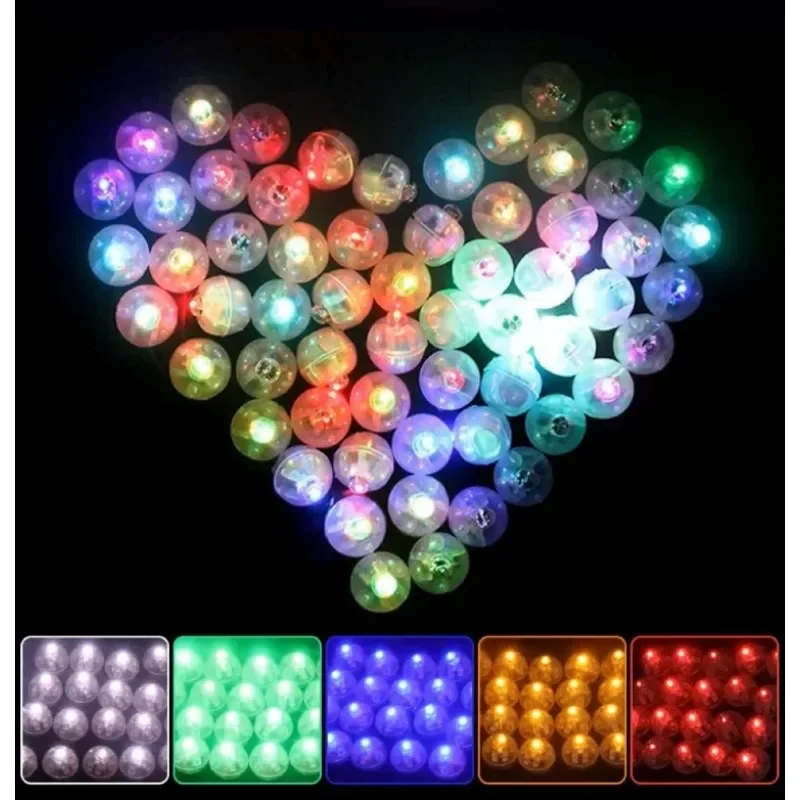 100/10Pcs Luminous Tumbler Ball Lamp Mini LED Balloon Light Colorful Flashing Lantern Christmas Wedding Birthday Party Decor