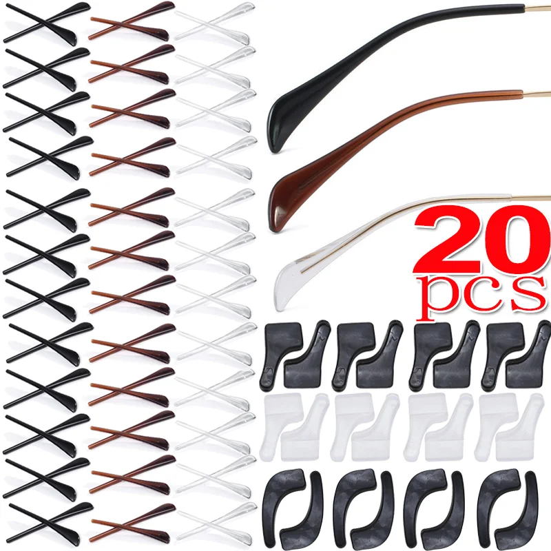 20PCS Plastic Glasses Anti Slip Cover Eyeglasses Eyewear Reading Glasses Temple End Tips Ear Hook Tubes Grip Replace Repair Kit