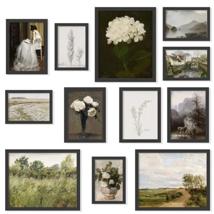 

Винтажные картины в рамах: пейзажи и ботанические мотивы для декора дома и спальни, черная рама